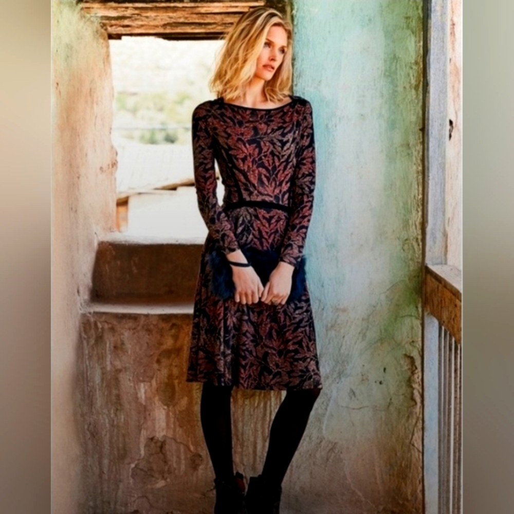 NWOT Peruvian Connection "Delilah" Tapestry Drop Waist Swing Dress, Size Medium